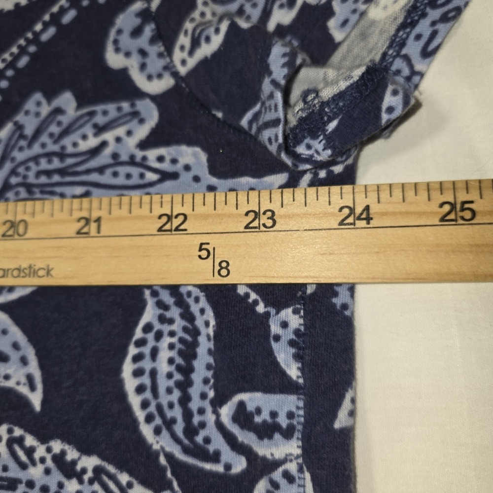 We The Free Blue Floral Knit Cotton T-Shirt Crew Neck Short Sleeve XS Casual - Picture 3 of 6